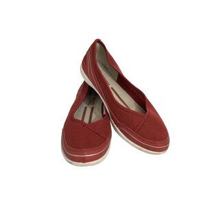 North Star Women's Size 7 Red Mesh Slip-On Ballet Flats Casual Shoes